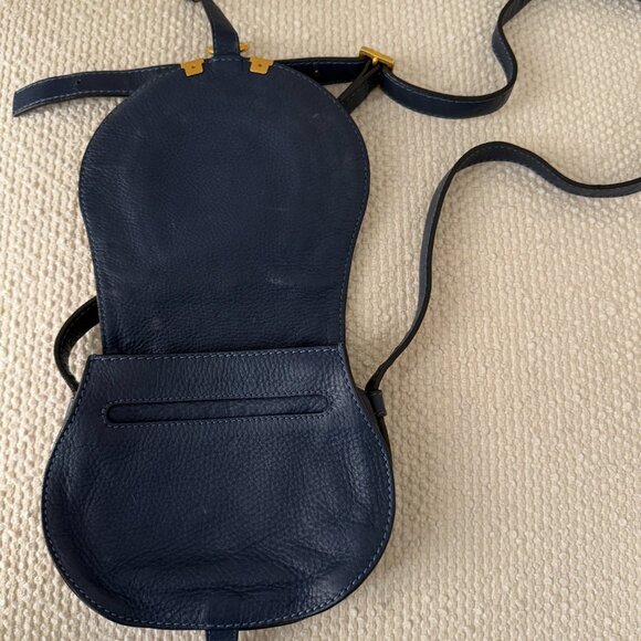 Grained Calfskin Small Marcie Saddle Bag - Navy - Picture 5 of 6